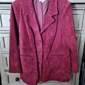 D & Co Denim & Company Womens Leather Jacket Suede Lined Wine Color 2x
